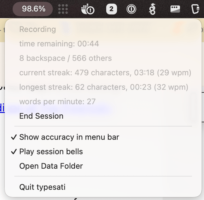 screenshot of typesati in action
